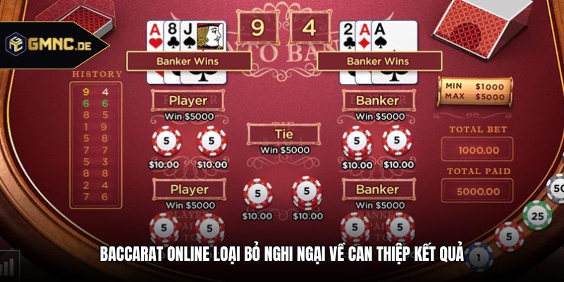 Baccarat online loại bỏ nghi ngại về can thiệp kết quả